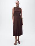 Mango Terra Sleeveless Midi Dress, Dark Brown