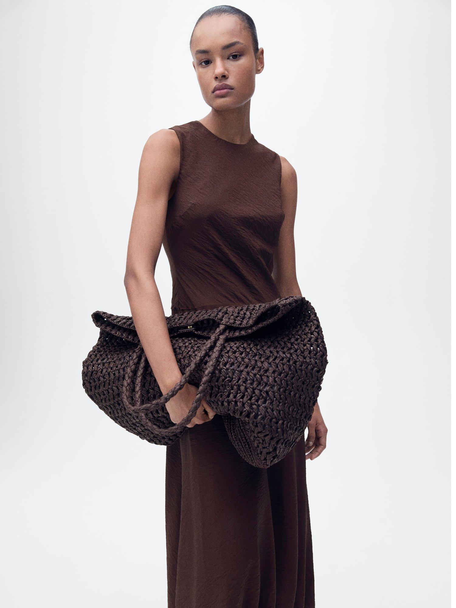 Product image 2 of 7, which shows Mango Terra Sleeveless Midi Dress, Dark Brown, 10