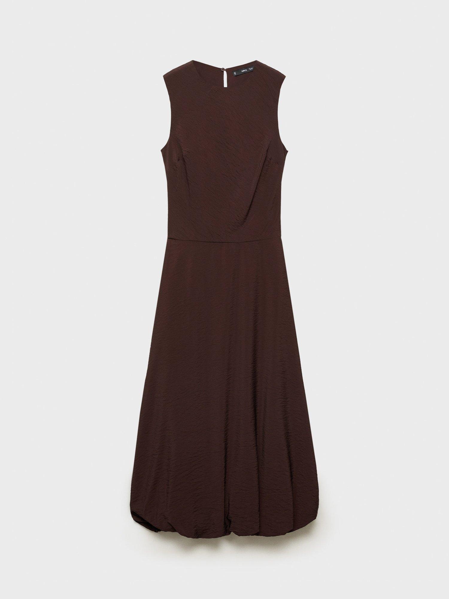 Product image 3 of 7, which shows Mango Terra Sleeveless Midi Dress, Dark Brown, 10