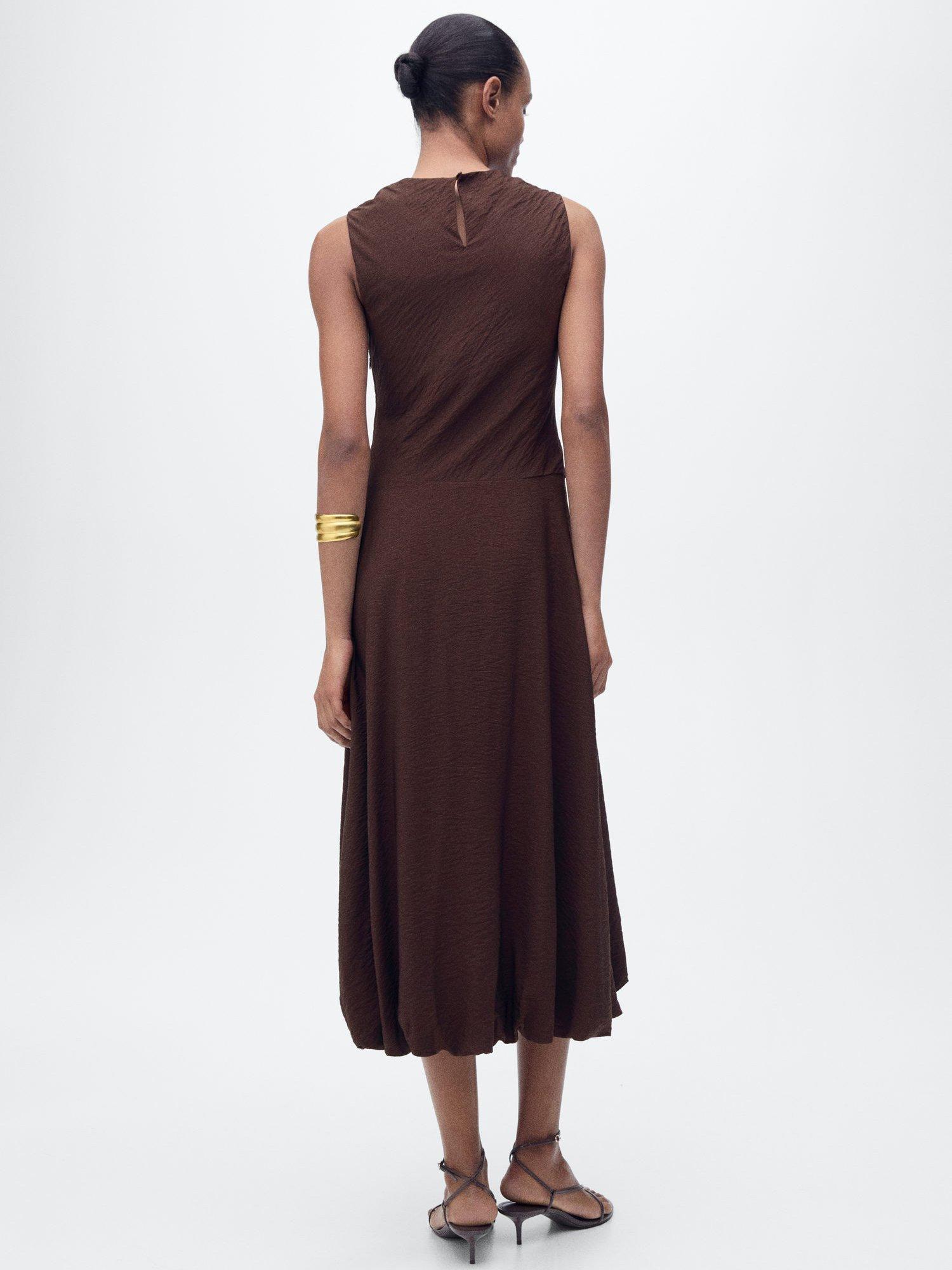 Product image 4 of 7, which shows Mango Terra Sleeveless Midi Dress, Dark Brown, 10