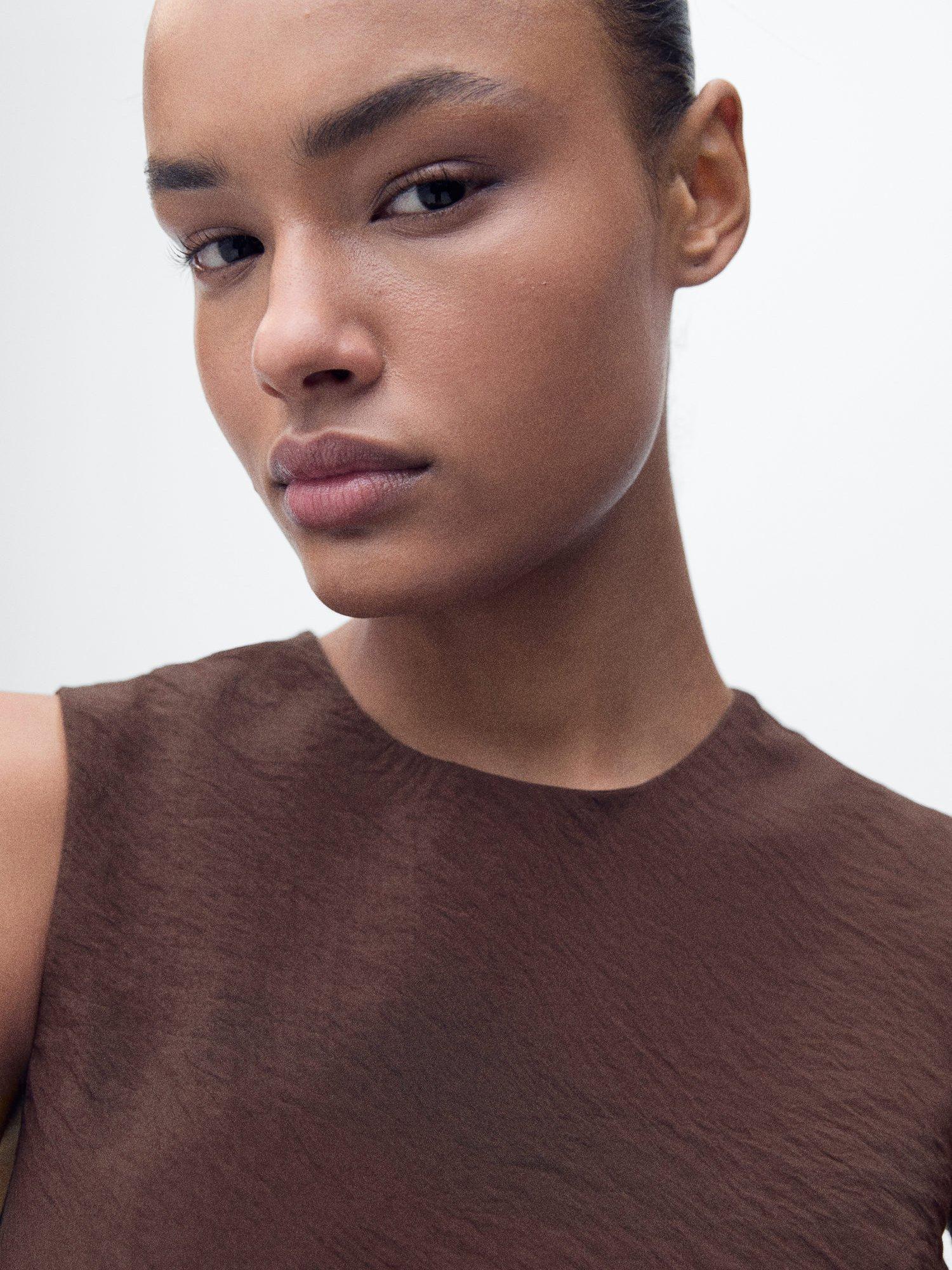 Product image 6 of 7, which shows Mango Terra Sleeveless Midi Dress, Dark Brown, 10