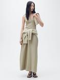 Mango Valvi Scoop Neck Flared Midi Dress, Khaki