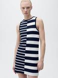 Mango Zunga Bodycon Mini Dress, Navy/White