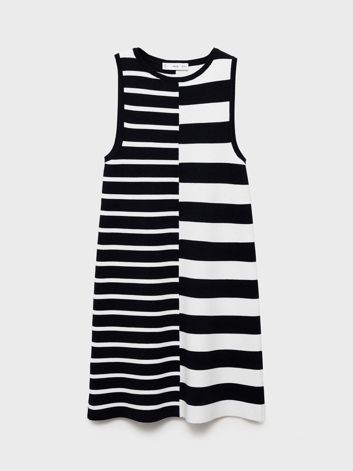 Product image 3 of 8, which shows Mango Zunga Bodycon Mini Dress, Navy/White, 10