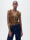 Mango Jazmin Knit Sleeveless Cardigan, Medium Brown