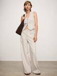 Mango Laurie Stripe Zip Waistcoat, Light Beige