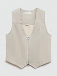 Mango Laurie Stripe Zip Waistcoat, Light Beige