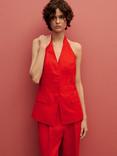 Mango Limona Pure Linen Waistcoat, Red
