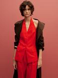 Mango Limona Pure Linen Waistcoat, Red