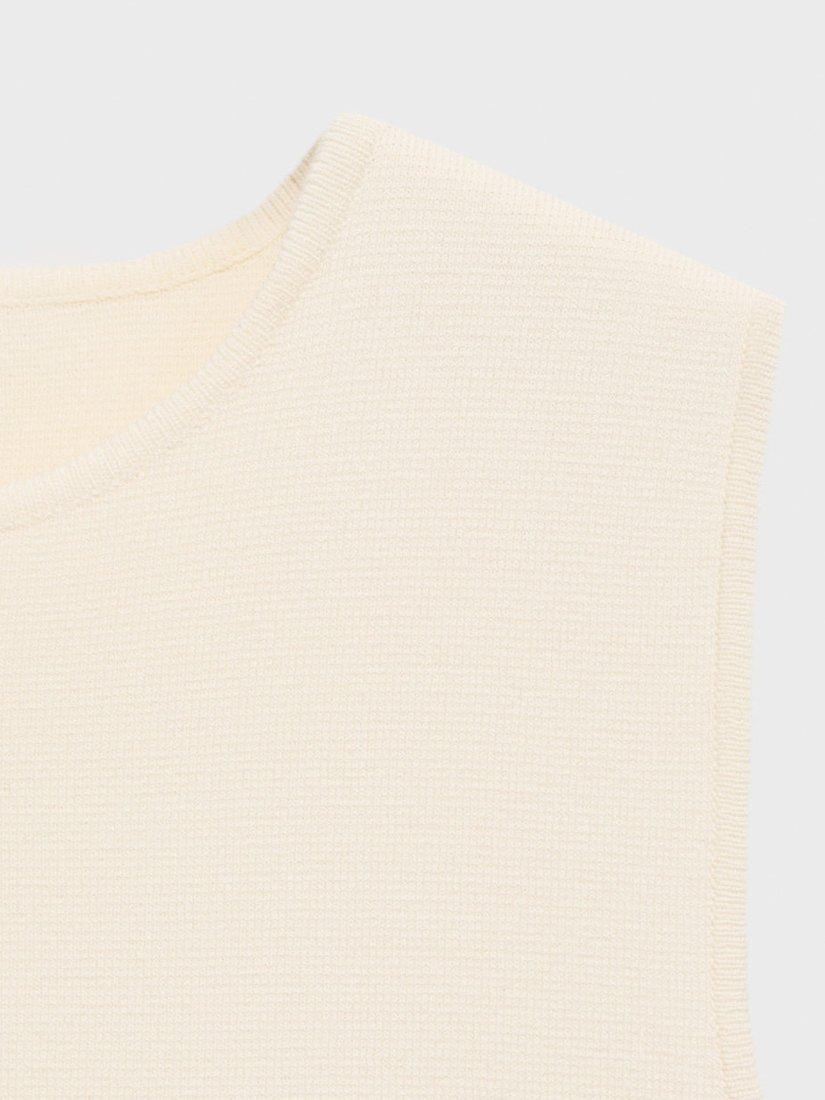 Product image 5 of 8, which shows Mango Pinipon Fine Knit Waistcoat, Light Beige, XS
