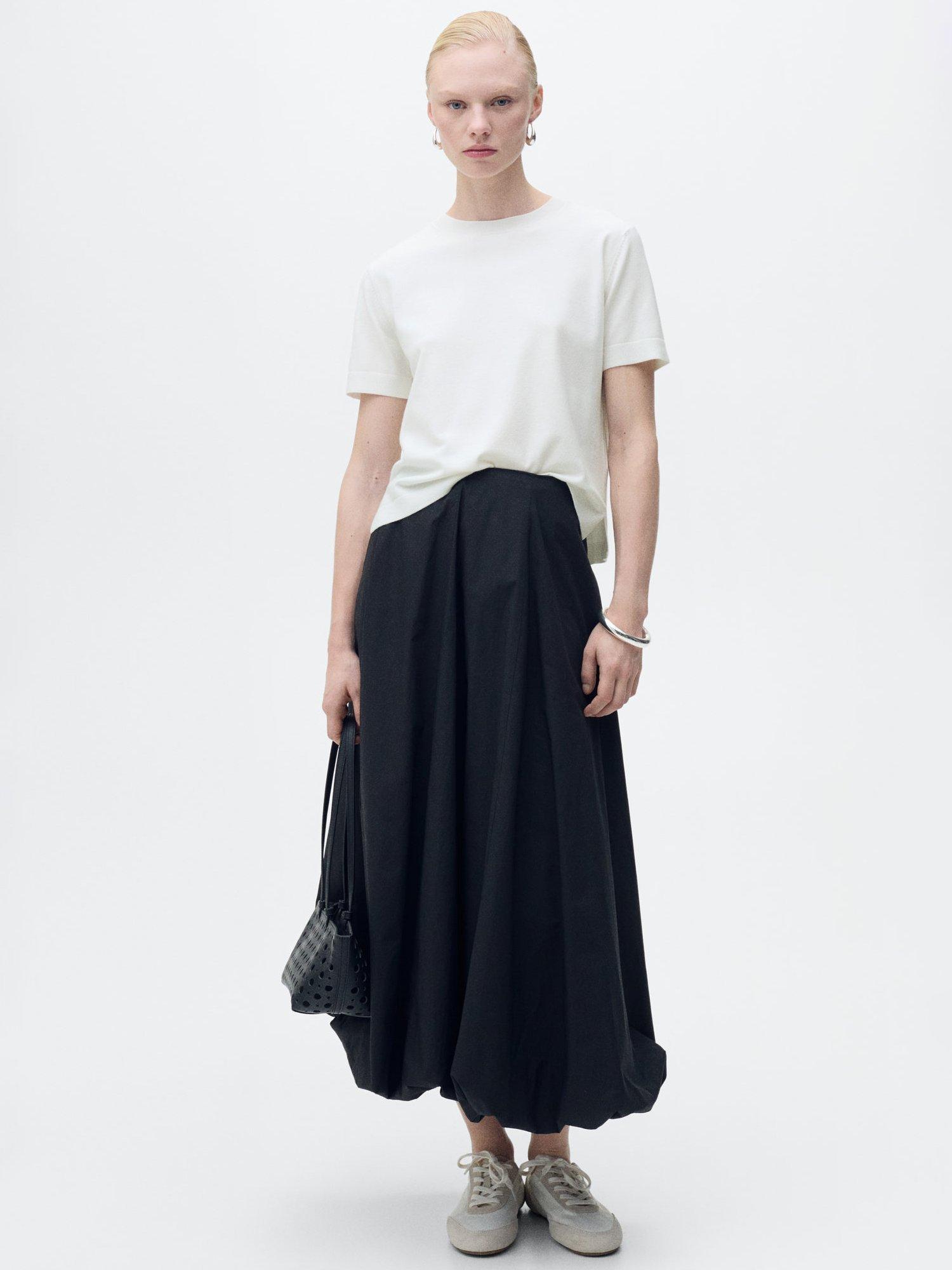 Product image 2 of 7, which shows Mango Blanche Fine Knit Short Sleeve Jumper, White, L