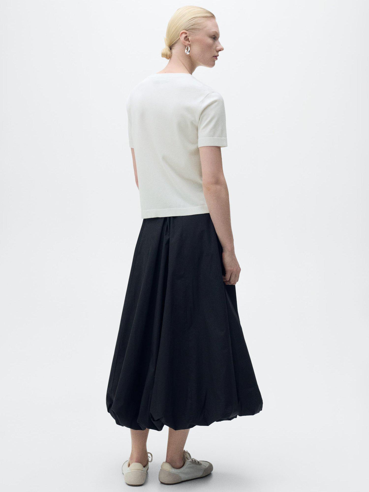 Product image 4 of 7, which shows Mango Blanche Fine Knit Short Sleeve Jumper, White, L
