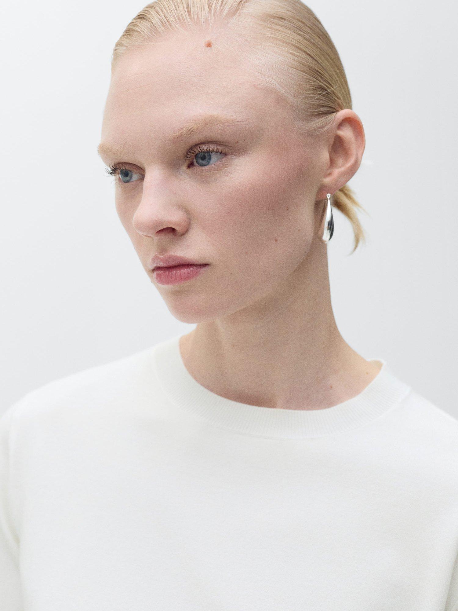 Product image 6 of 7, which shows Mango Blanche Fine Knit Short Sleeve Jumper, White, L