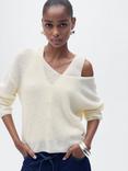 Mango Jazmin V-Neck Jumper, Cream