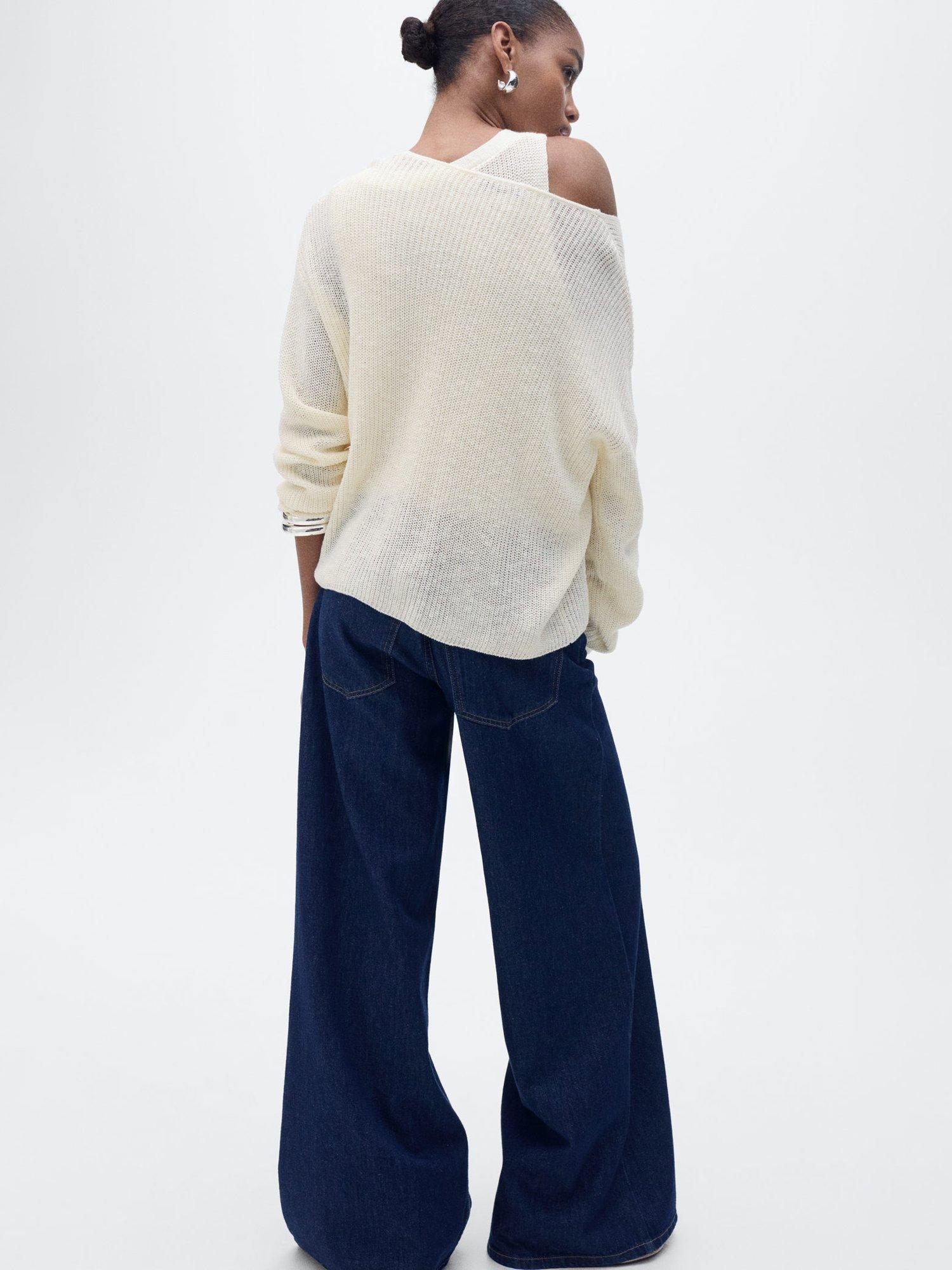 Product image 4 of 9, which shows Mango Jazmin V-Neck Jumper, Cream, L
