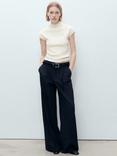 Mango Dumin High Neck Cap Sleeve Jumper, Light Beige