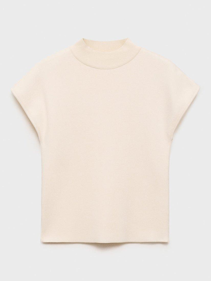 Product image 3 of 7, which shows Mango Dumin High Neck Cap Sleeve Jumper, Light Beige, XS