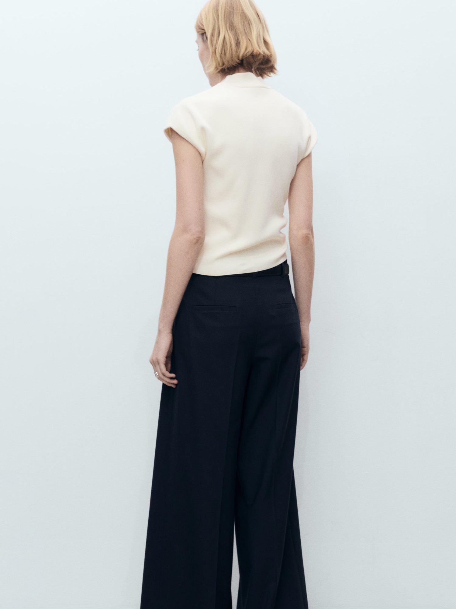Product image 4 of 7, which shows Mango Dumin High Neck Cap Sleeve Jumper, Light Beige, XS