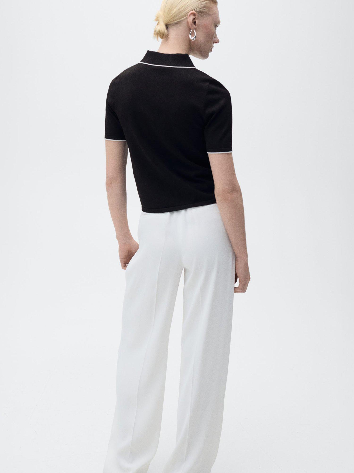 Product image 4 of 6, which shows Mano Piped Half Zip Short Sleeve Jumper, Black, XXS