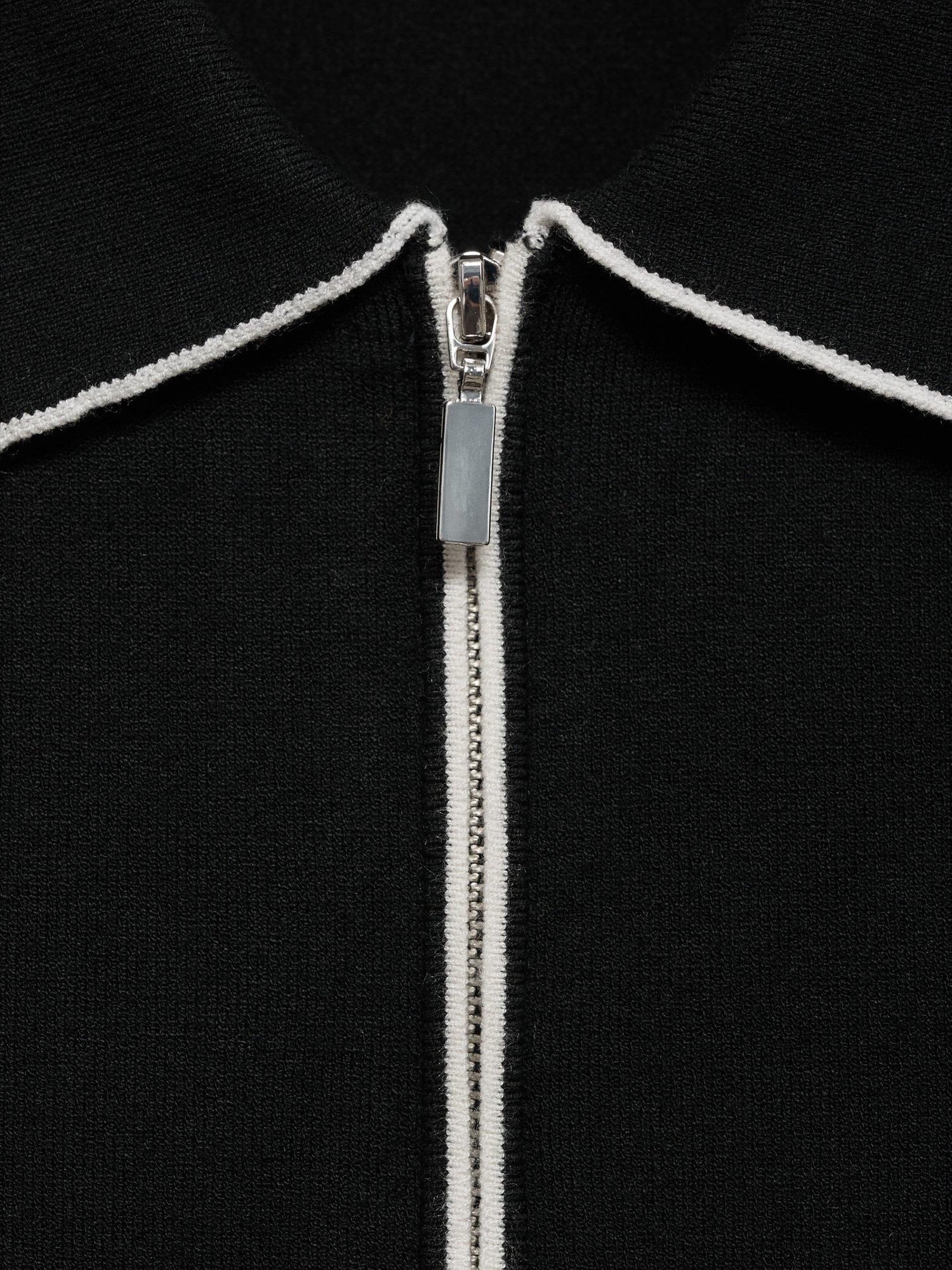 Product image 6 of 6, which shows Mano Piped Half Zip Short Sleeve Jumper, Black, XXS