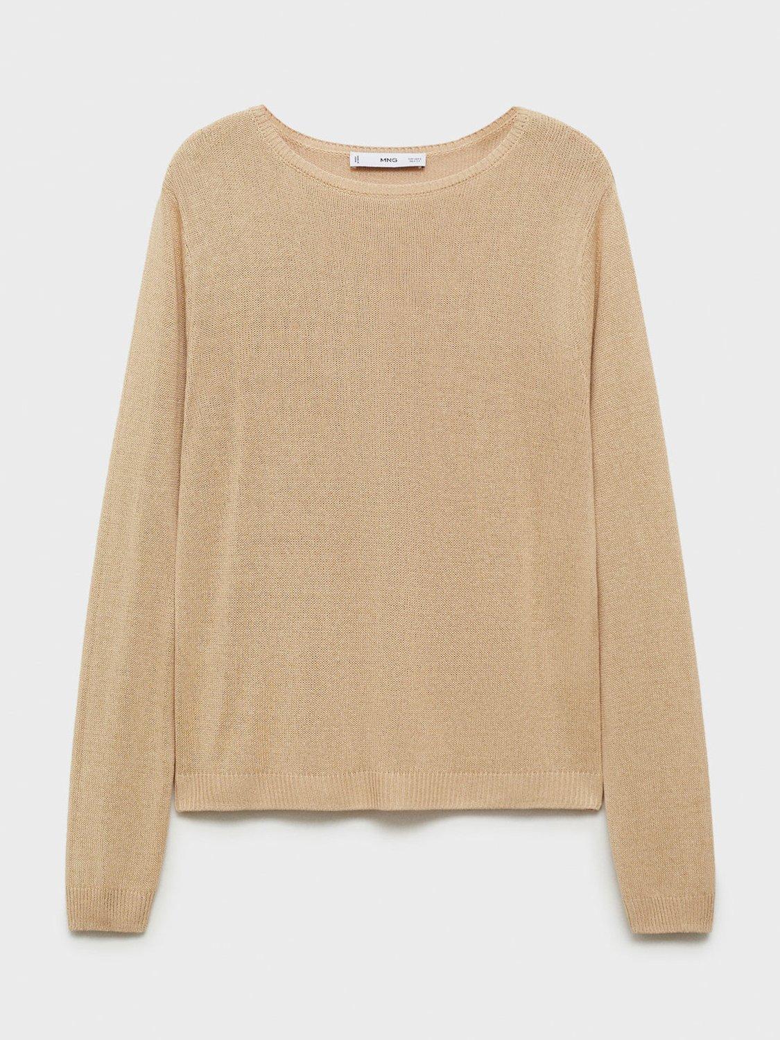 Product image 3 of 7, which shows Mango Rosa Boat Neck Jumper, Medium Brown, XS