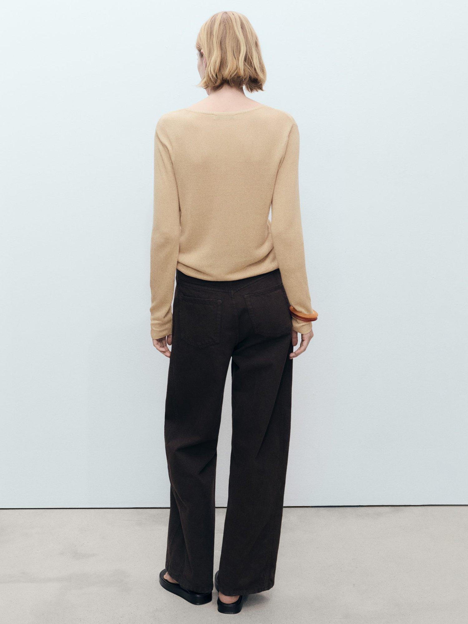 Product image 4 of 7, which shows Mango Rosa Boat Neck Jumper, Medium Brown, XS