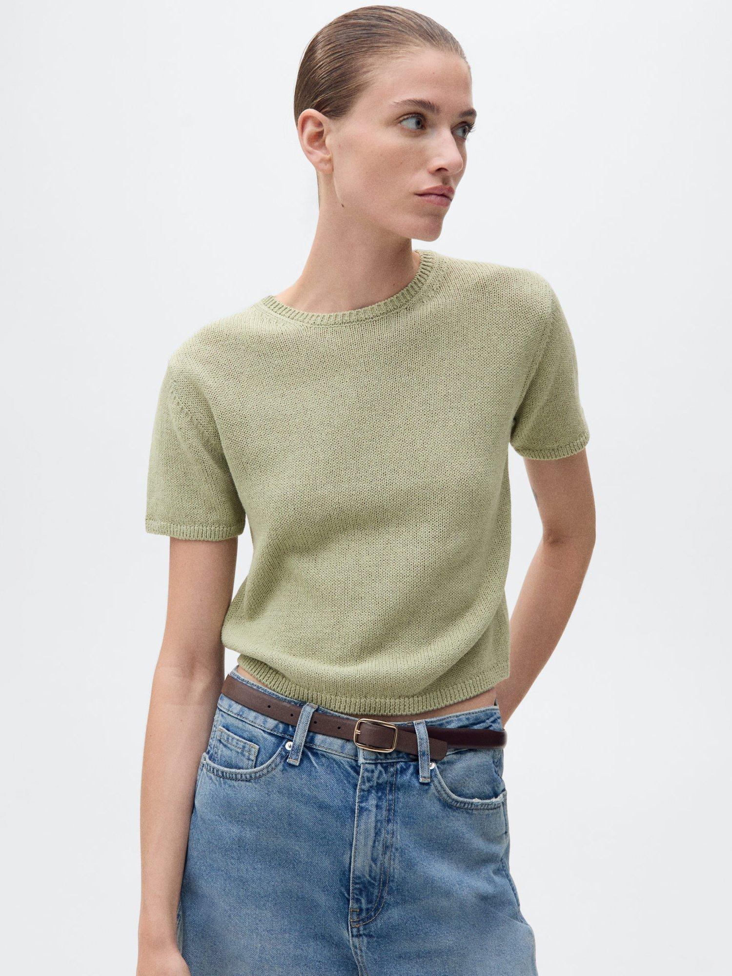 Mango Madeano Thick Knit Short Sleeve Jumper