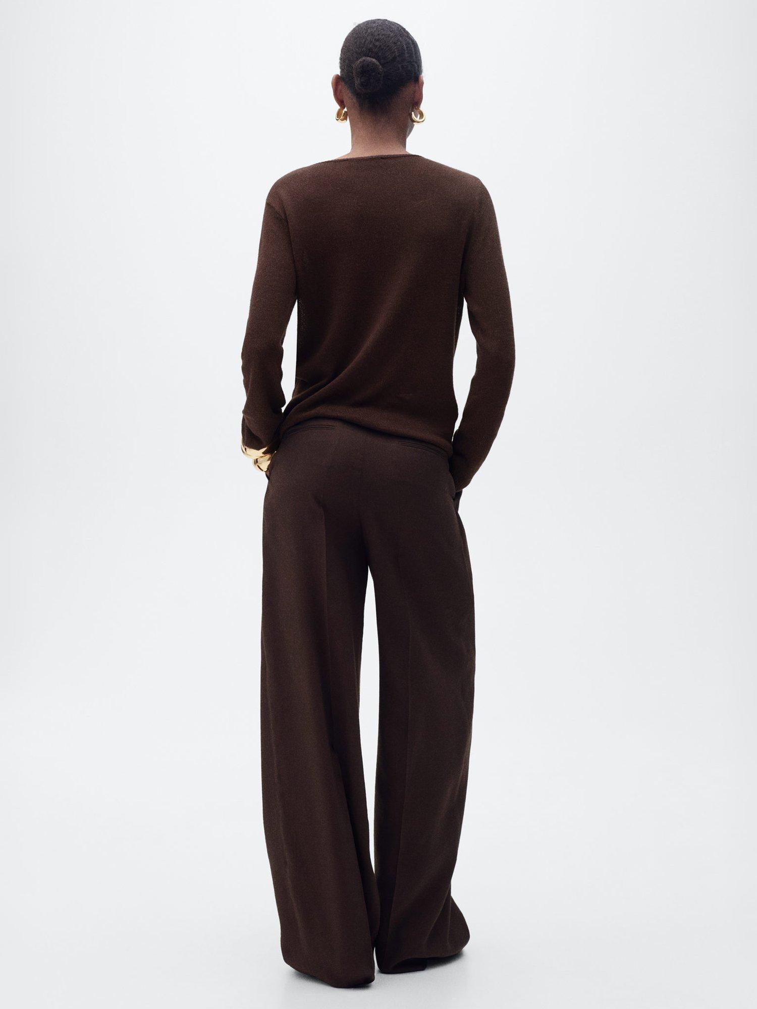 Product image 4 of 7, which shows Mango Rosa Boat Neck Jumper, Dark Brown, XS