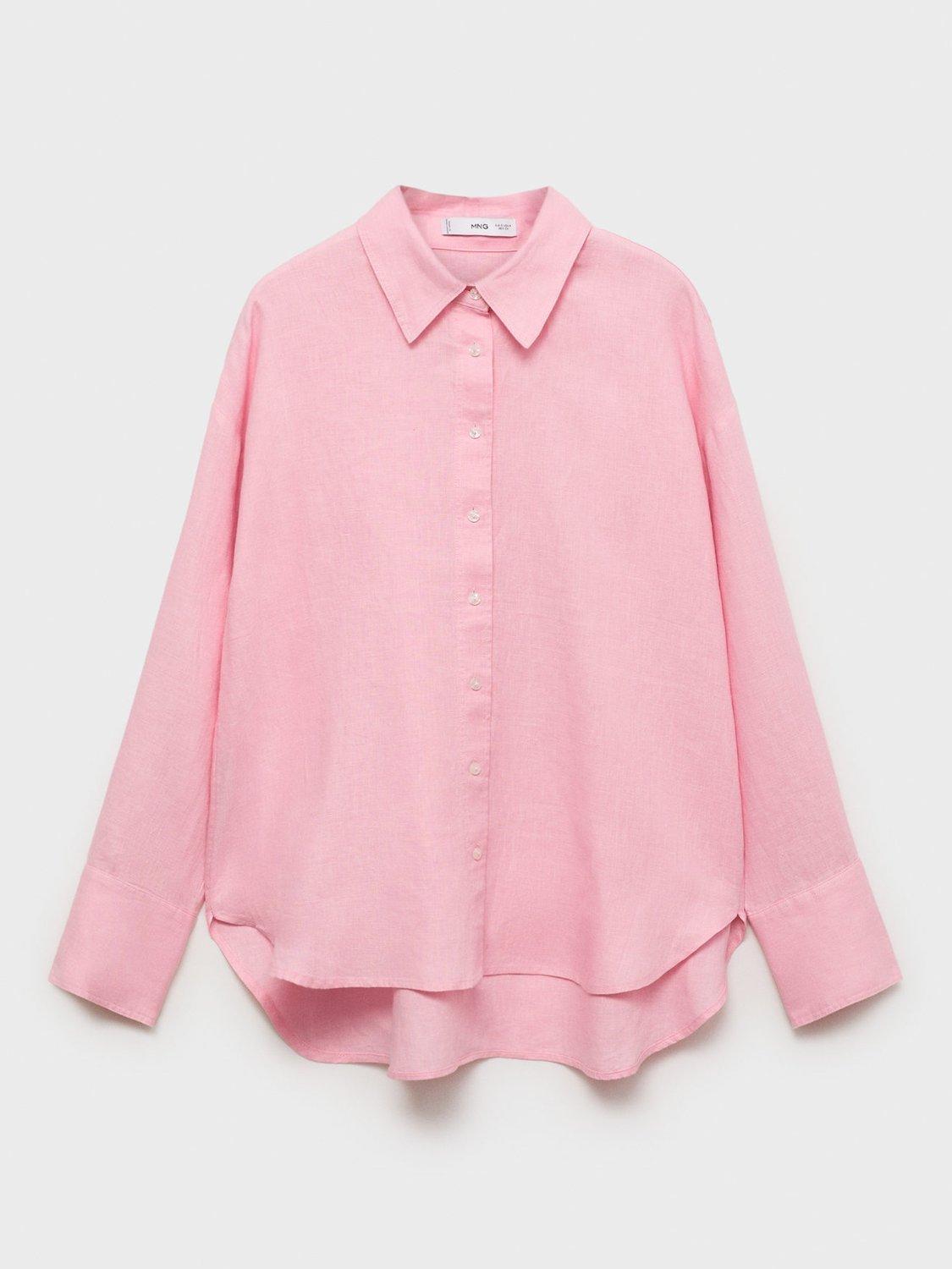 Product image 3 of 8, which shows Mango Alada Linen Shirt, Pastel Pink, 10