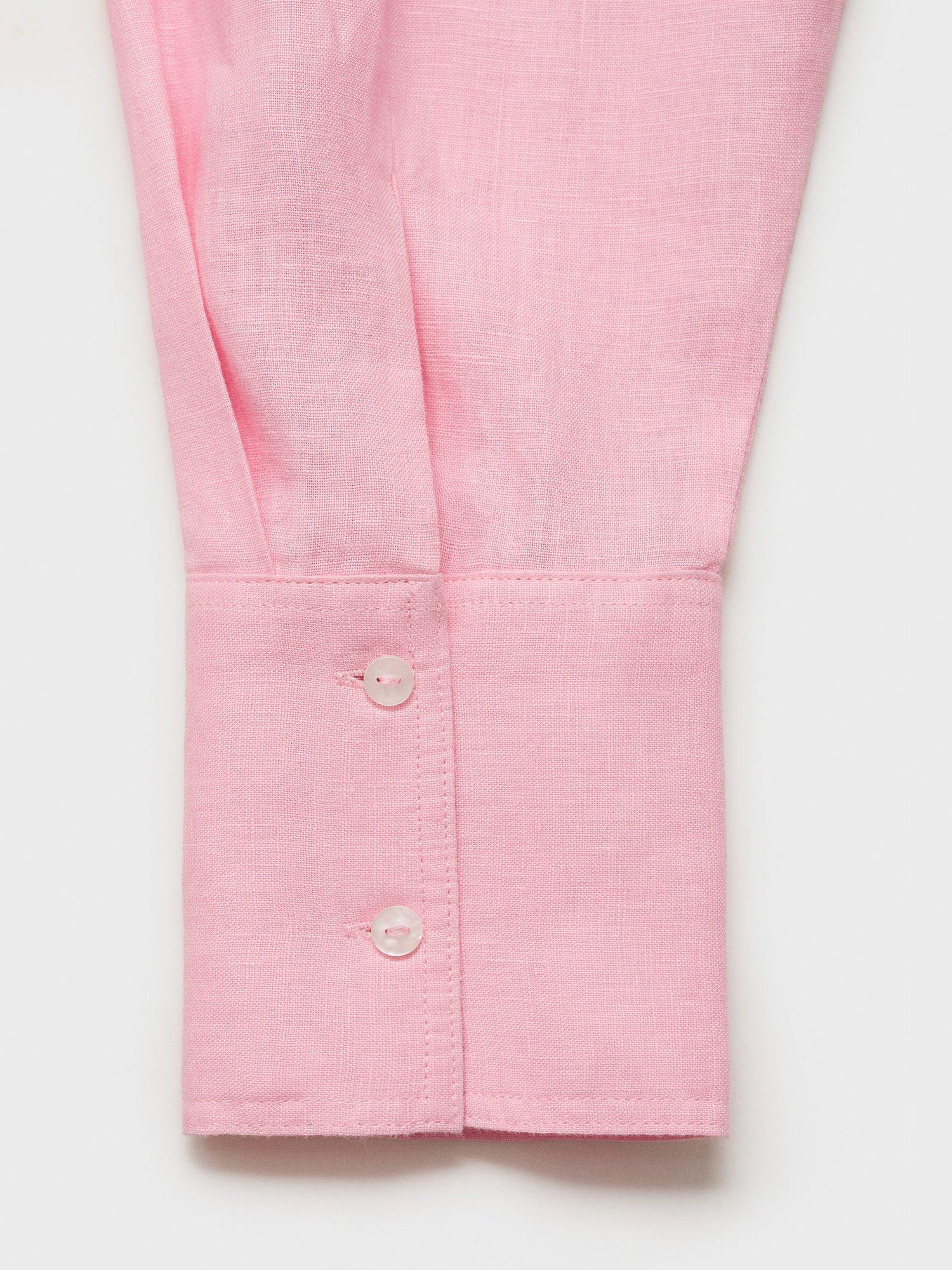 Product image 5 of 8, which shows Mango Alada Linen Shirt, Pastel Pink, 10