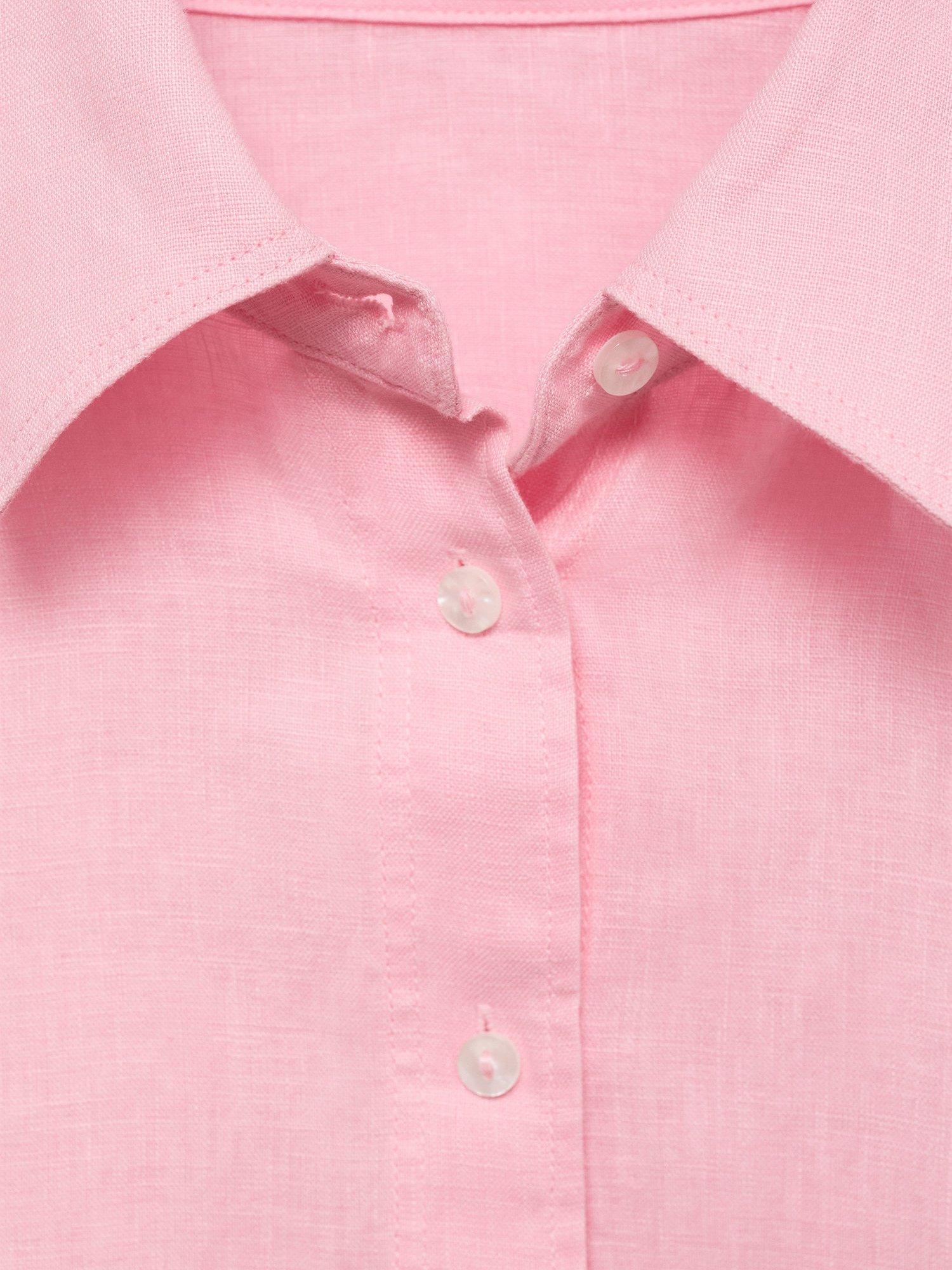 Product image 8 of 8, which shows Mango Alada Linen Shirt, Pastel Pink, 10