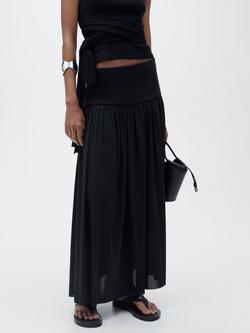 Mango Adin Gathered Maxi Skirt, Black, Black