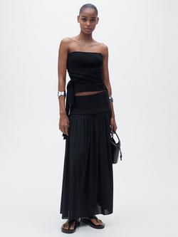 Mango Adin Gathered Maxi Skirt, Black - view 2, Black