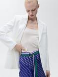 Mango Lazuli Stripe Asymmetric Skirt, Medium Blue