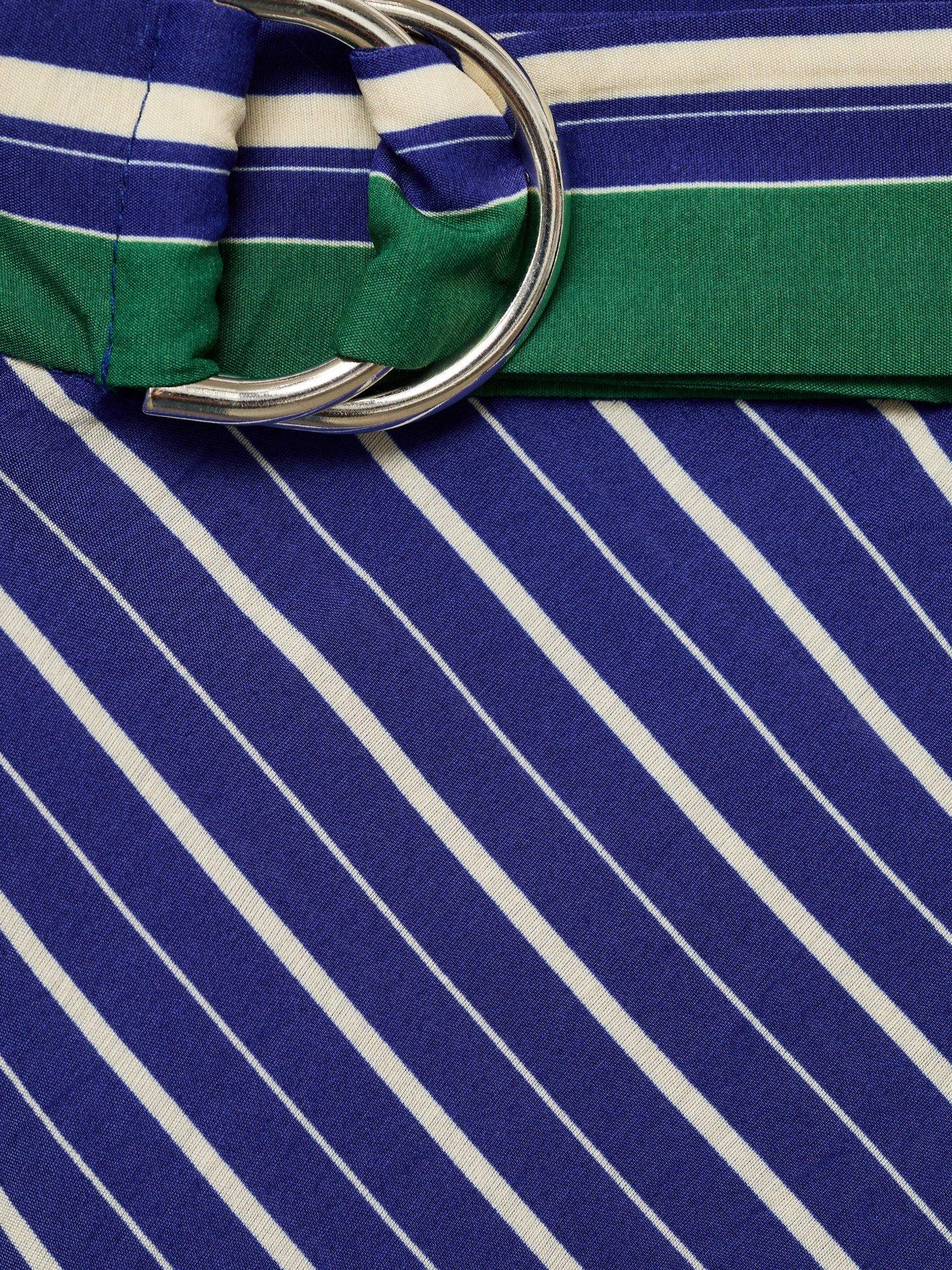 Product image 6 of 7, which shows Mango Lazuli Stripe Asymmetric Skirt, Medium Blue, 10