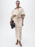 Mango Setenta Crochet Midi Skirt, Beige