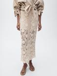 Mango Setenta Crochet Midi Skirt, Beige