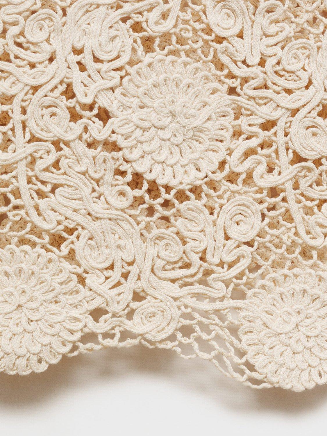Product image 5 of 8, which shows Mango Setenta Crochet Midi Skirt, Beige, L