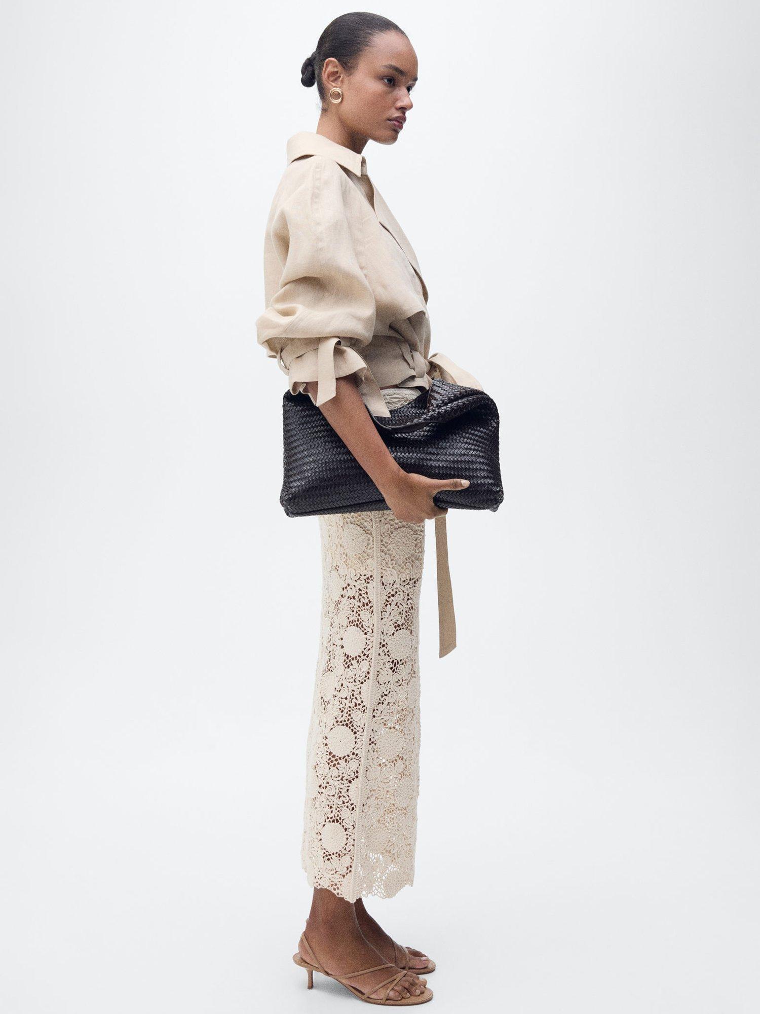 Product image 7 of 8, which shows Mango Setenta Crochet Midi Skirt, Beige, L