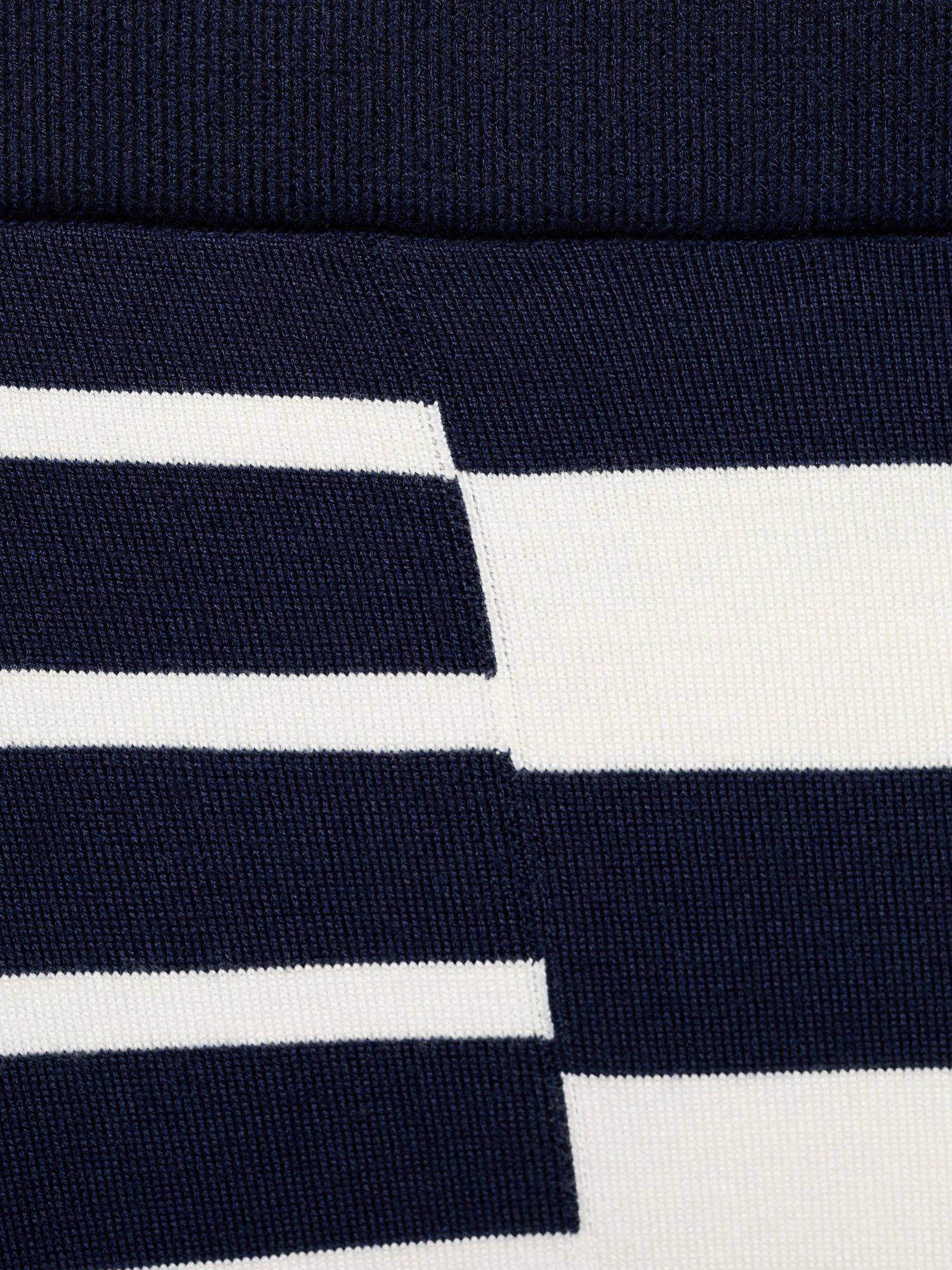 Product image 8 of 8, which shows Mango Zunga Stripe Asymmetric Skirt, Navy/White, L