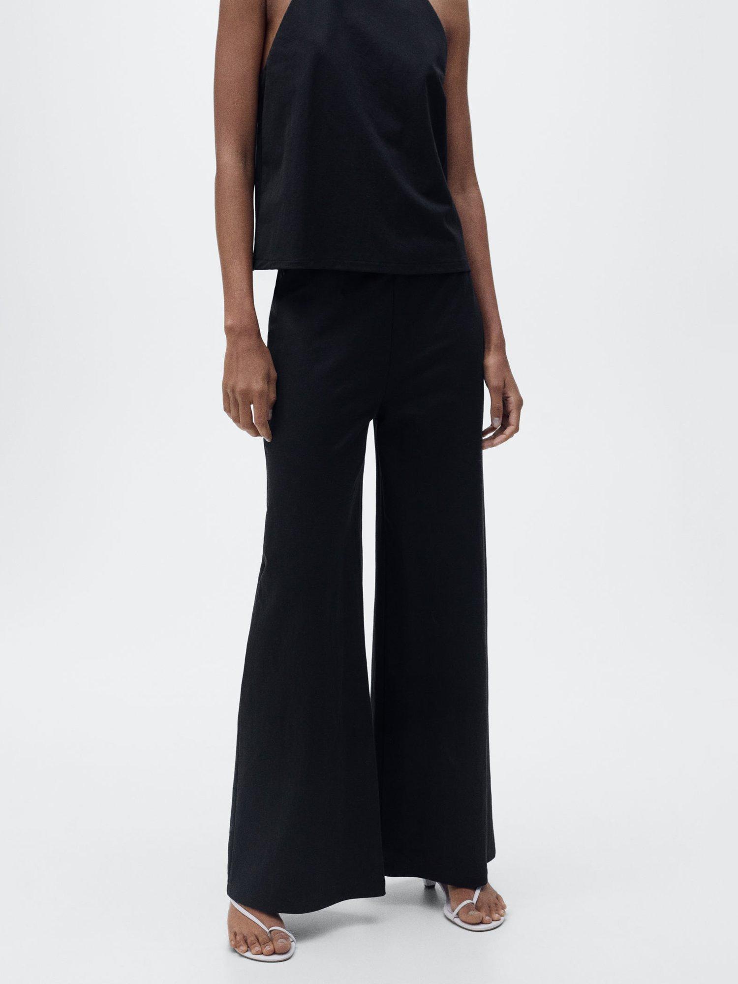 Product image 2 of 6, which shows Mango Catleen Cropped Palazzo Trousers, Black, L