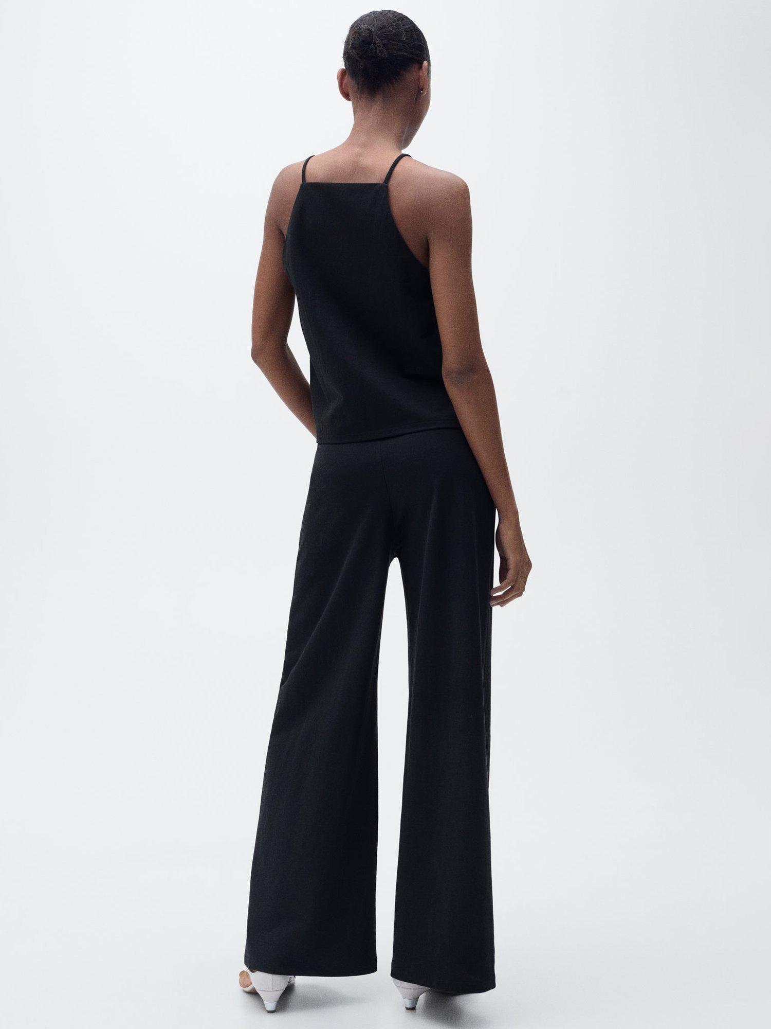 Product image 4 of 6, which shows Mango Catleen Cropped Palazzo Trousers, Black, L