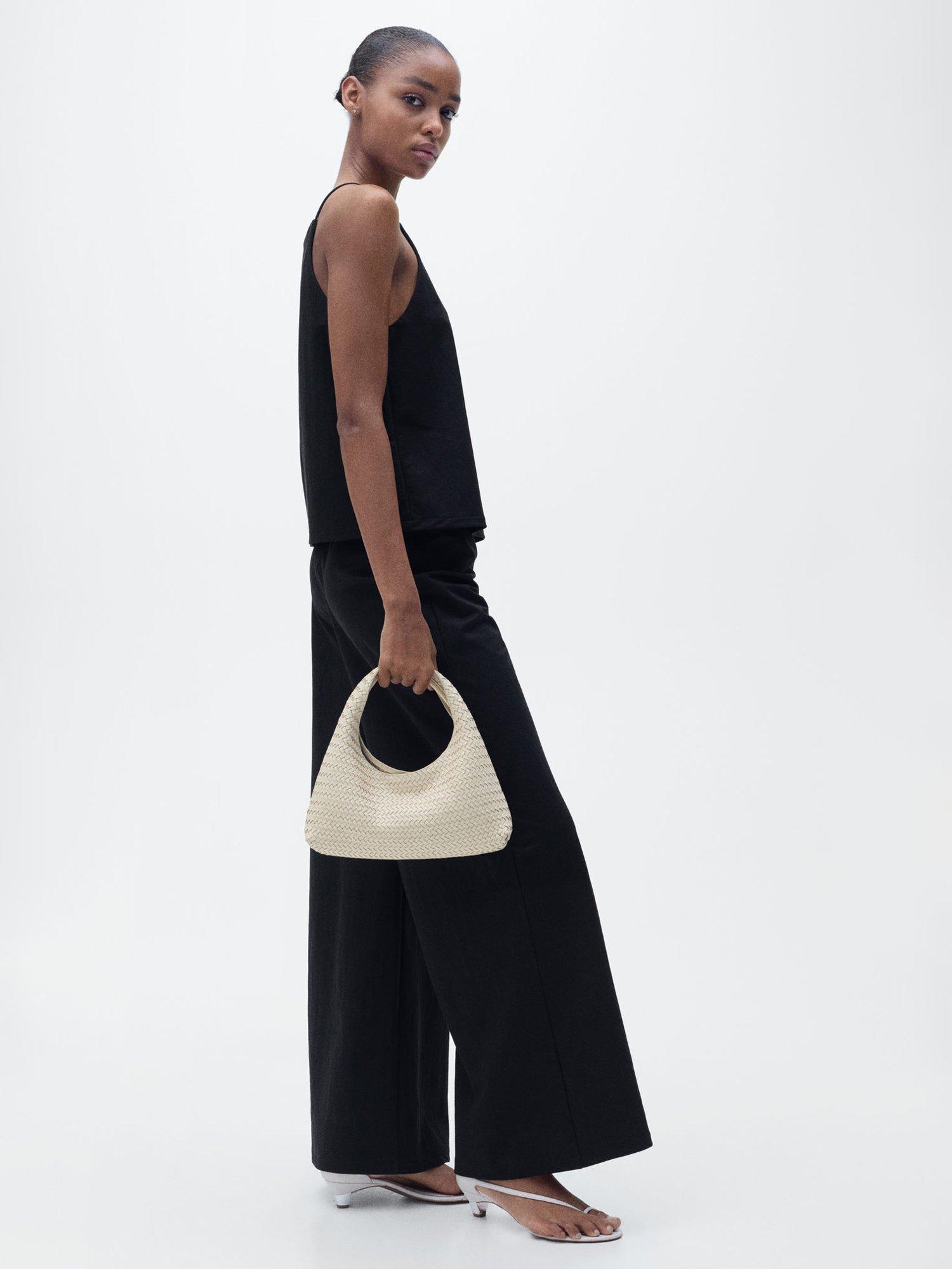 Product image 5 of 6, which shows Mango Catleen Cropped Palazzo Trousers, Black, L