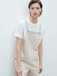 Mango Laurie Stripe Dungarees, Light Beige