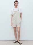 Mango Laurie Stripe Dungarees, Light Beige