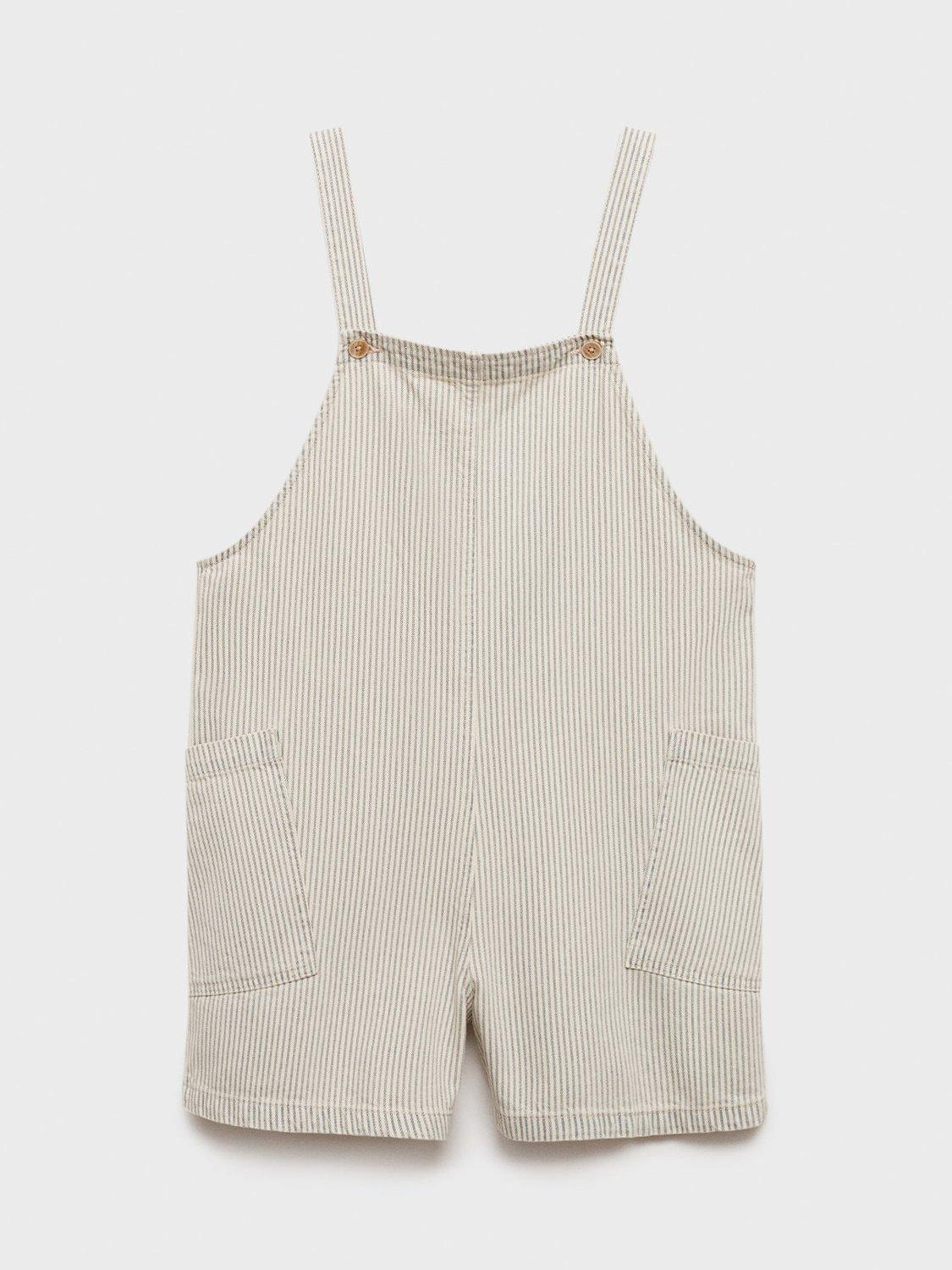 Product image 3 of 7, which shows Mango Laurie Stripe Dungarees, Light Beige, L