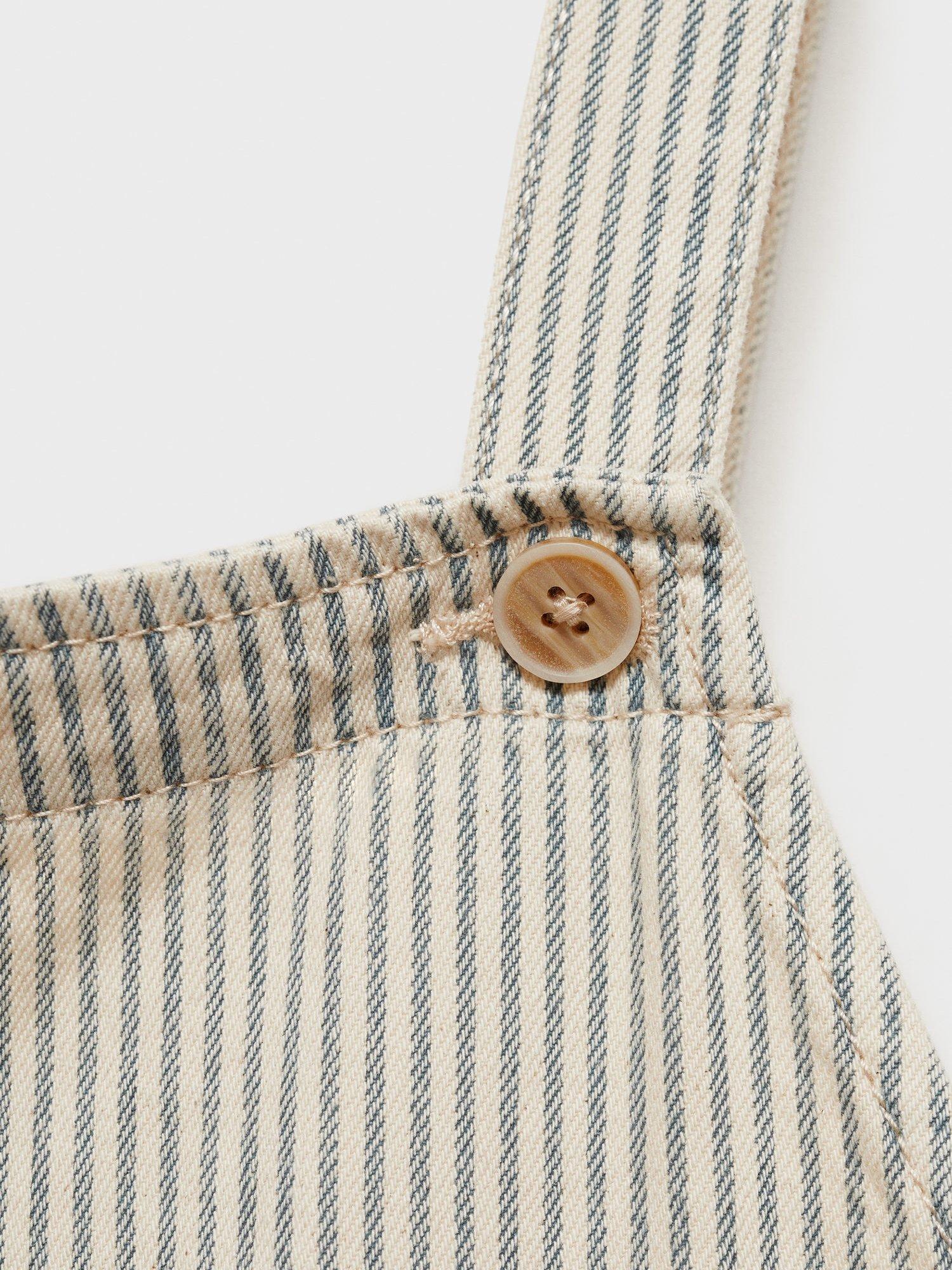 Product image 7 of 7, which shows Mango Laurie Stripe Dungarees, Light Beige, L