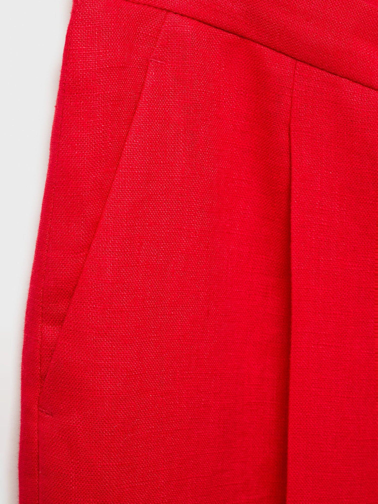 Product image 5 of 6, which shows Mango Limona Linen Trousers, Red, 10