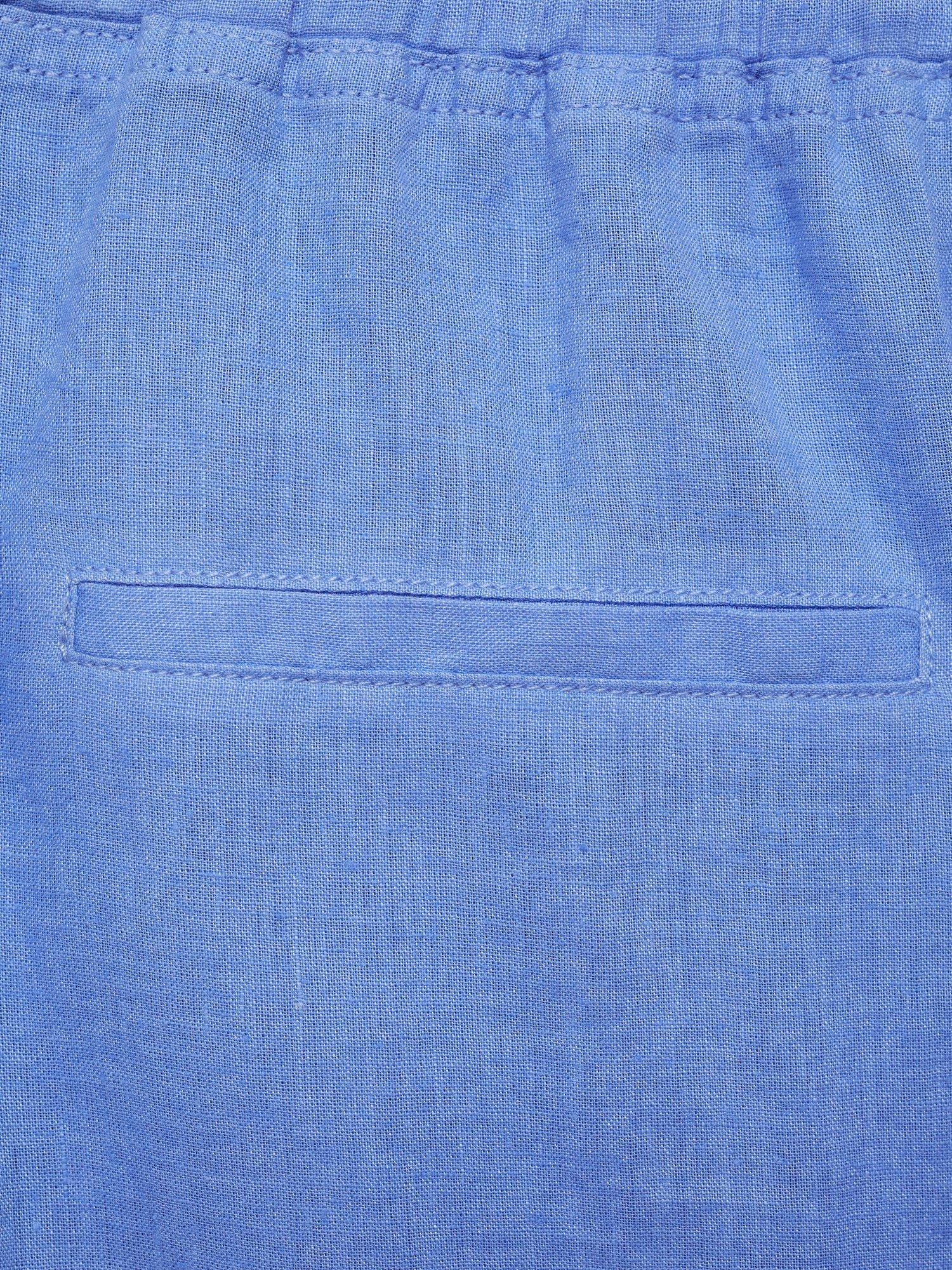 Product image 5 of 8, which shows Mango Tie Waist Linen Rich Trousers, Medium Blue, XS