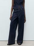 Mango Maria Wide Leg Denim Trousers, Dark Blue, Dark Blue